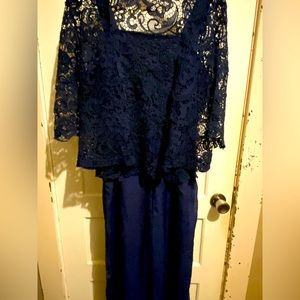 Navy Blue, Plazo pant suite, with lace jacket